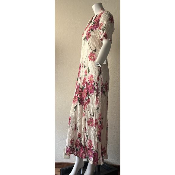 VTG Nostalgia 90s Cottagecore Dress Medium Floral Lace Mesh Layered Maxi Boho - Picture 4 of 16